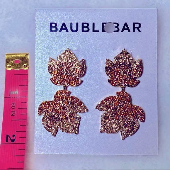 BAUBLEBAR Tiered Earrings Maple Leaf Ombre Rhinestones “Be-Leaf In Yourself” - Picture 5 of 8